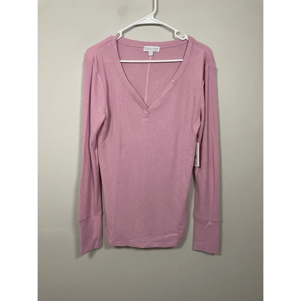 NWT P.J.‎ Salvage Textured Essential Long Sleeve Top in Lilac Rose Size Large